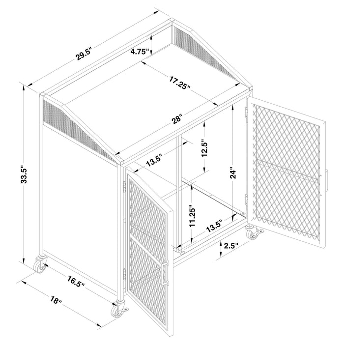 Coaster Arlette Wine Cabinet with Wire Mesh Doors Grey Wash and Sandy Black Default Title