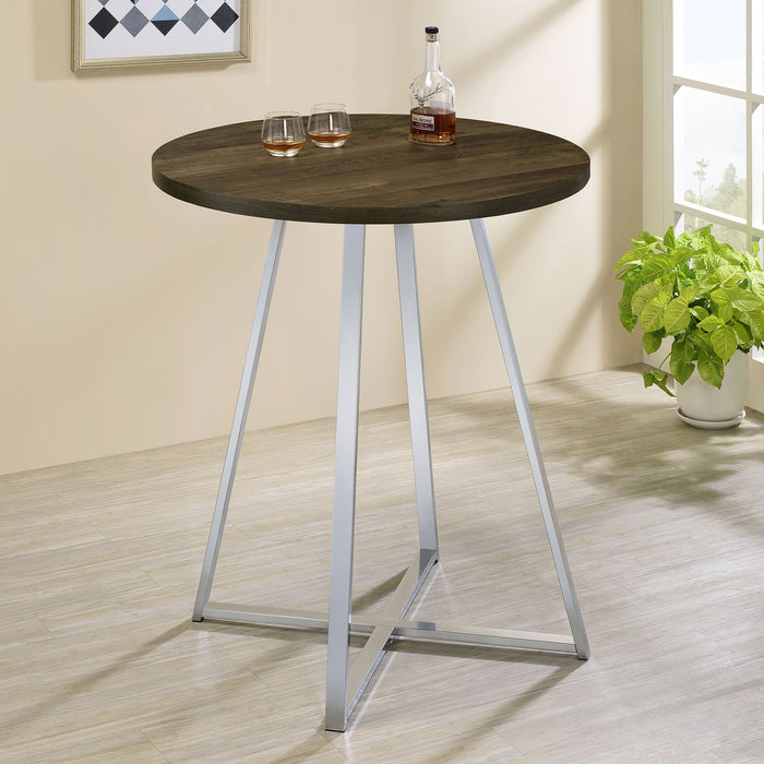 Coaster Burkhart Sled Base Round Bar Table Brown Oak and Chrome Default Title