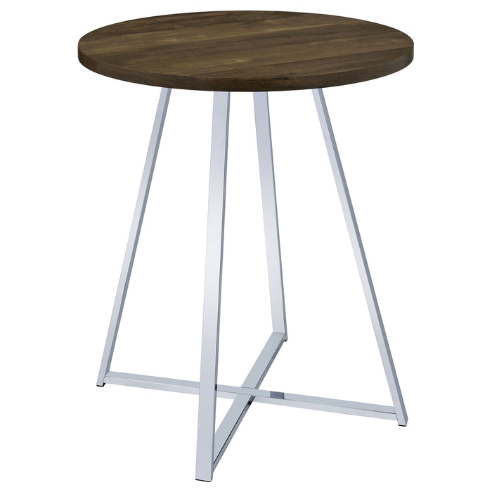 Coaster Burkhart Sled Base Round Bar Table Brown Oak and Chrome Default Title