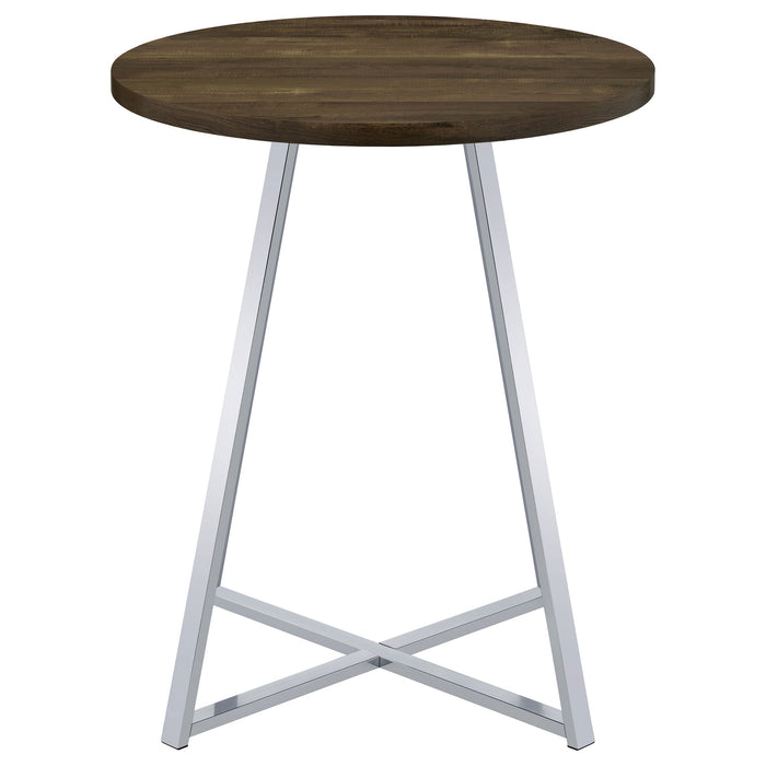 Coaster Burkhart Sled Base Round Bar Table Brown Oak and Chrome Default Title