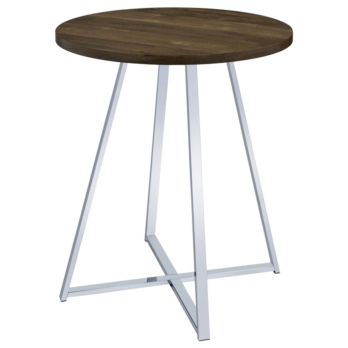 Coaster Burkhart Sled Base Round Bar Table Brown Oak and Chrome Default Title