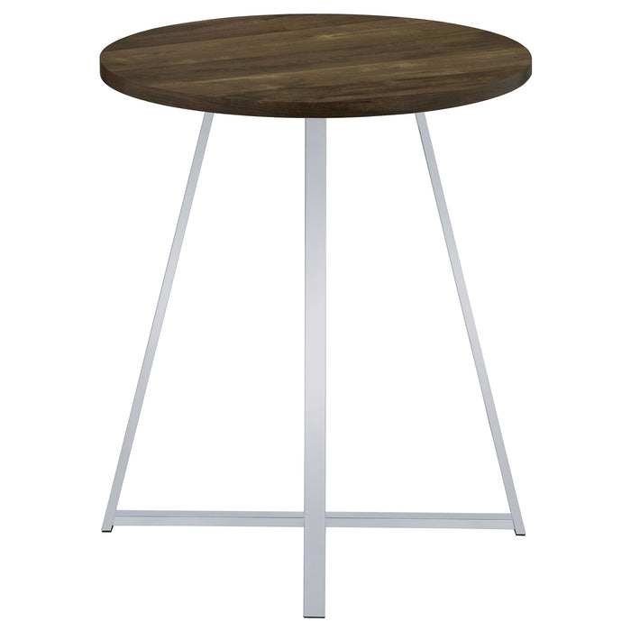 Coaster Burkhart Sled Base Round Bar Table Brown Oak and Chrome Default Title