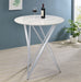 Coaster Edgerton Round Wood Top Bar Table Dark Oak and Chrome White