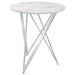 Coaster Edgerton Round Wood Top Bar Table Dark Oak and Chrome White