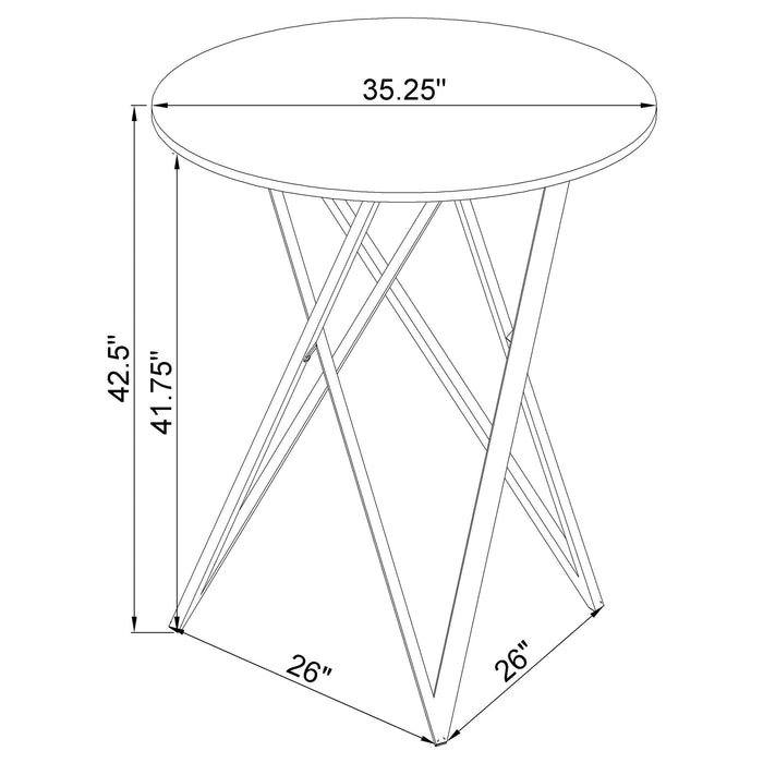 Coaster Edgerton Round Wood Top Bar Table Dark Oak and Chrome White