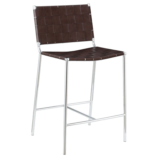 Coaster Adelaide Upholstered Counter Height Stool with Open Back Brown and Chrome Default Title