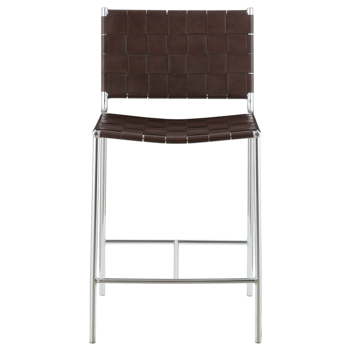 Coaster Adelaide Upholstered Counter Height Stool with Open Back Brown and Chrome Default Title