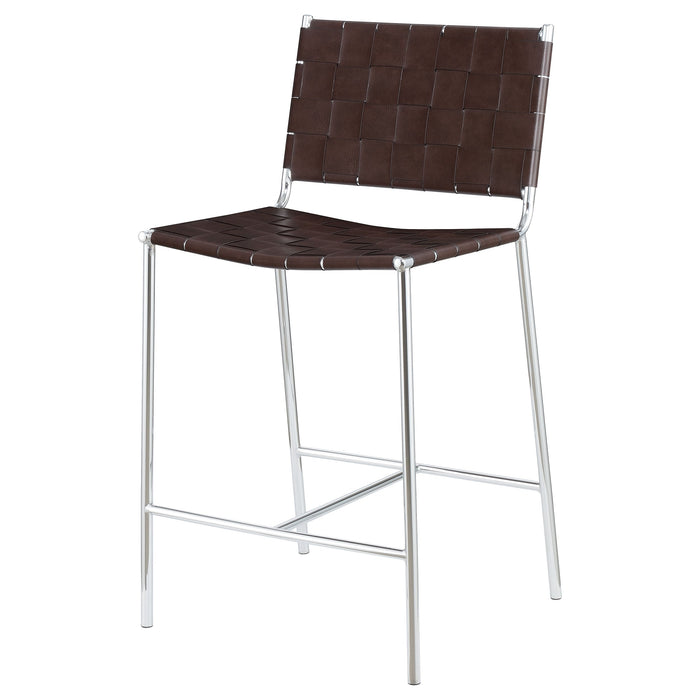 Coaster Adelaide Upholstered Counter Height Stool with Open Back Brown and Chrome Default Title