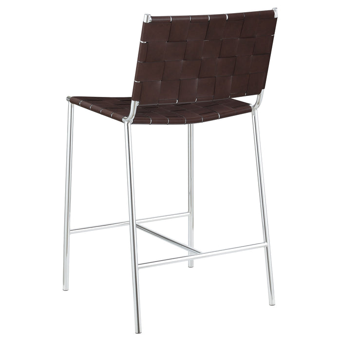 Coaster Adelaide Upholstered Counter Height Stool with Open Back Brown and Chrome Default Title