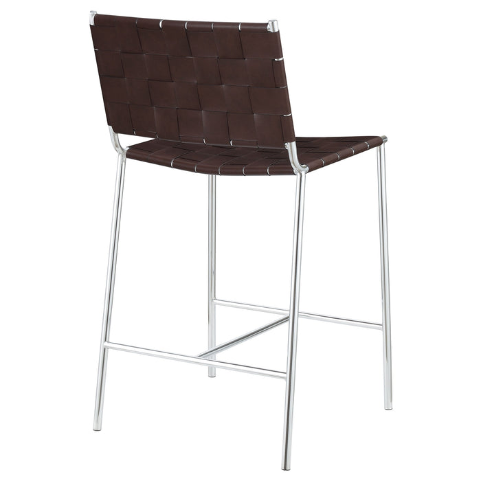 Coaster Adelaide Upholstered Counter Height Stool with Open Back Brown and Chrome Default Title