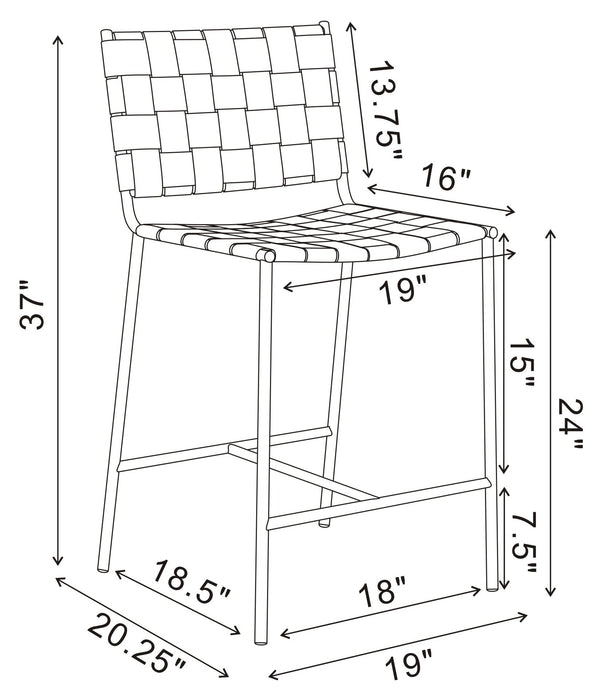 Coaster Adelaide Upholstered Counter Height Stool with Open Back Brown and Chrome Default Title