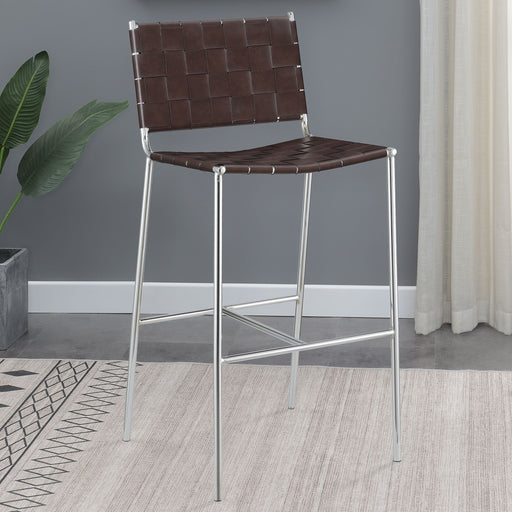 Coaster Adelaide Upholstered Bar Stool with Open Back Brown and Chrome Default Title