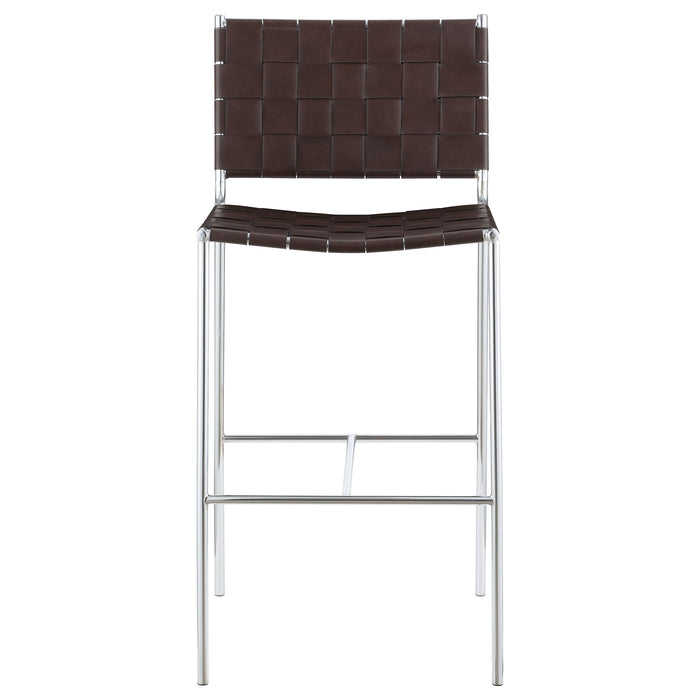 Coaster Adelaide Upholstered Bar Stool with Open Back Brown and Chrome Default Title