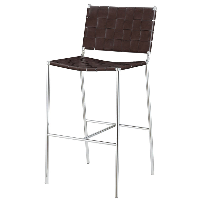 Coaster Adelaide Upholstered Bar Stool with Open Back Brown and Chrome Default Title