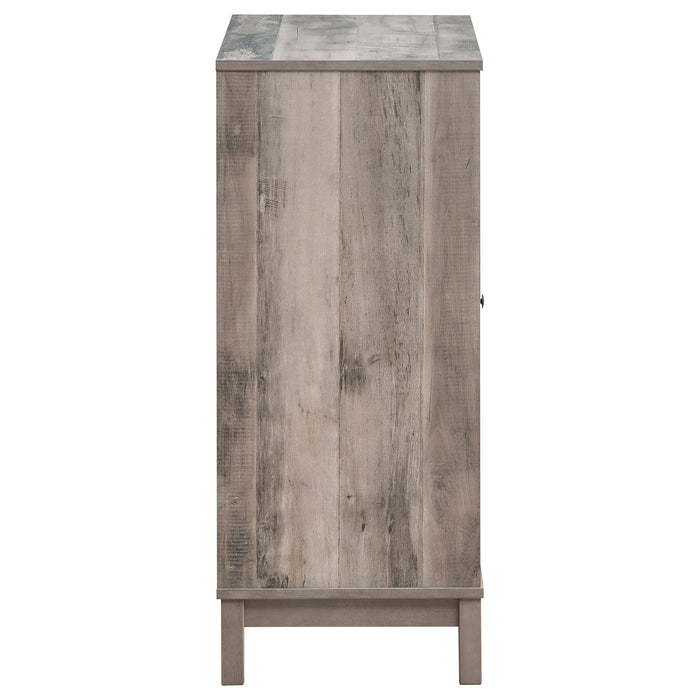 Coaster Cheyenne 2-door Wine Cabinet with Stemware Rack Weathered Acacia Default Title