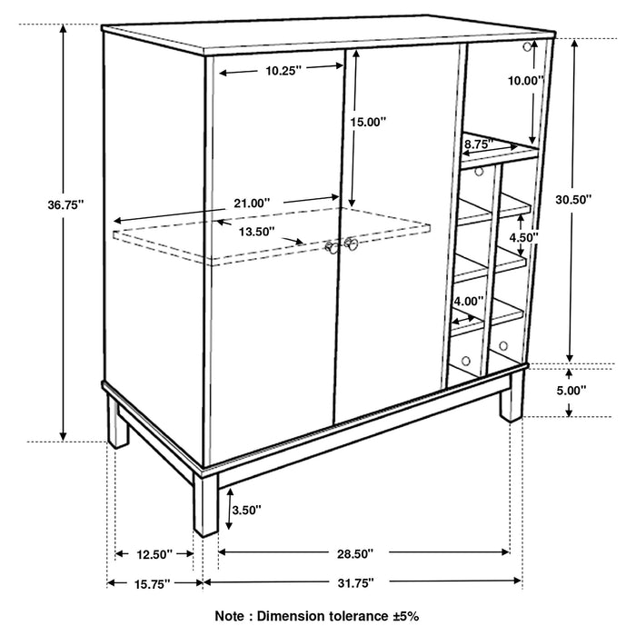 Coaster Cheyenne 2-door Wine Cabinet with Stemware Rack Weathered Acacia Default Title