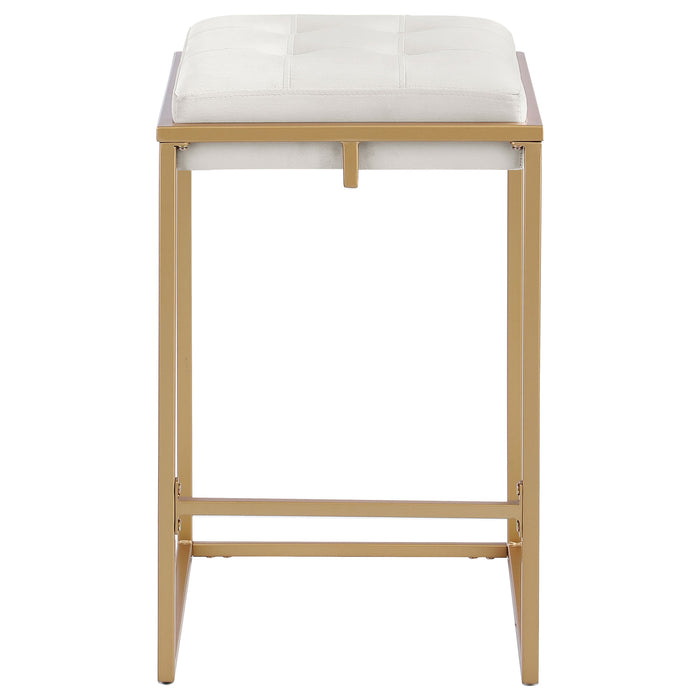 Coaster Nadia Square Padded Seat Bar Stool (Set of 2) Beige and Gold Counter Height