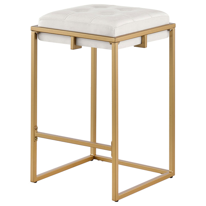 Coaster Nadia Square Padded Seat Bar Stool (Set of 2) Beige and Gold Counter Height