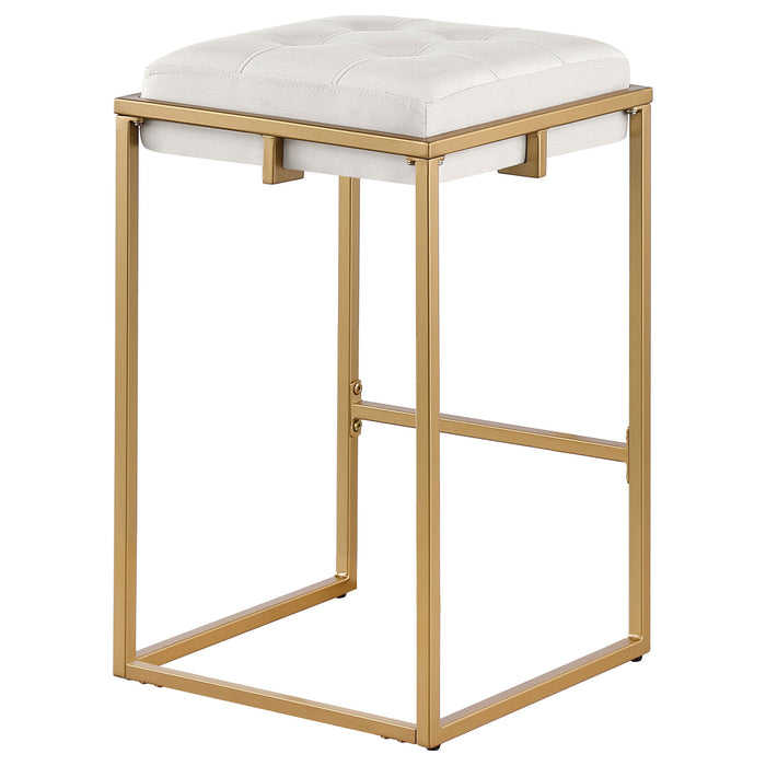 Coaster Nadia Square Padded Seat Bar Stool (Set of 2) Beige and Gold Counter Height