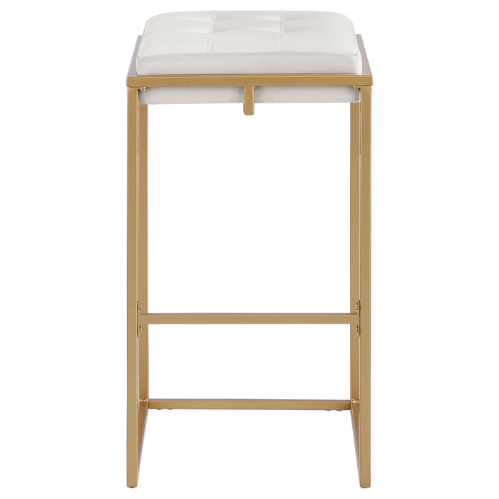 Coaster Nadia Square Padded Seat Bar Stool (Set of 2) Beige and Gold Counter Height