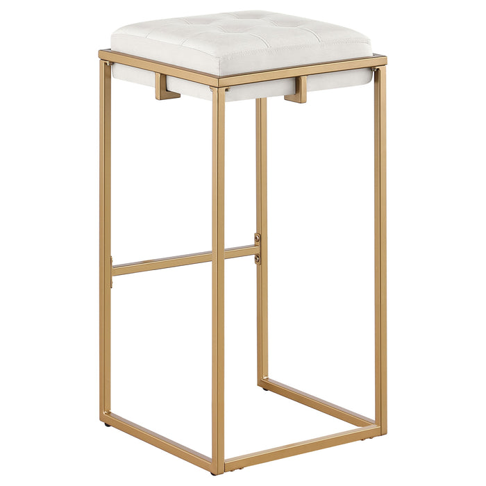 Coaster Nadia Square Padded Seat Bar Stool (Set of 2) Beige and Gold Counter Height