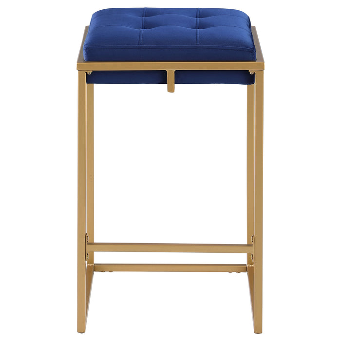 Nadia Square Padded Seat Bar Stool (Set of 2) Blue and Gold