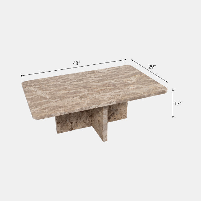 Marble 48" Coffee Table, Brown