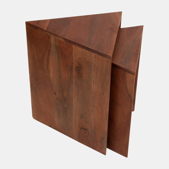 Wood 18/20" Triangle Side Tables, Brown