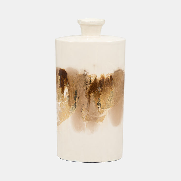 Metal, Flask Vase, Pearl/gold