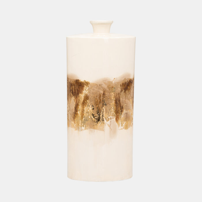 Metal, Flask Vase, Pearl/gold