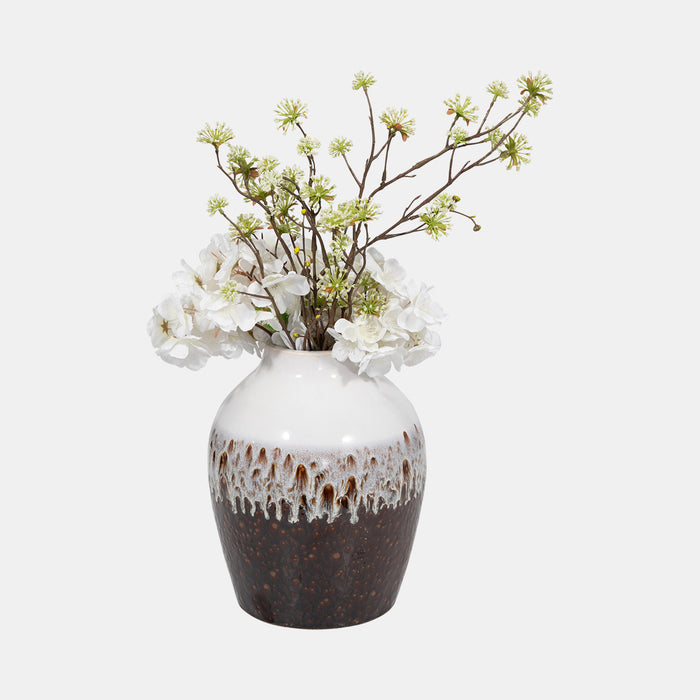 Clay, 11" Ombre Reactive Vase, Brown/white