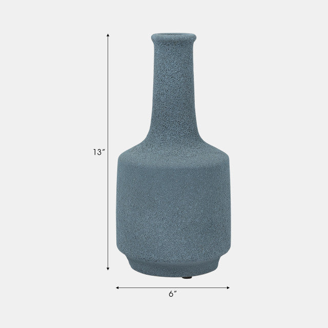 Clay 13" Volcanic Texture Vase, Blue
