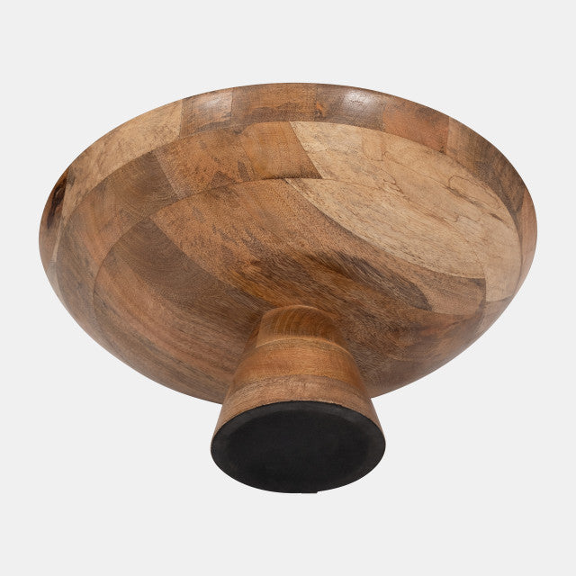 Wood 15" Bowl on Pedestal, Natural
