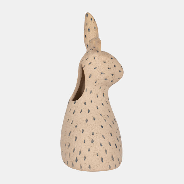 Cer, 8" Spotted Bunny, Ivory/ Blue