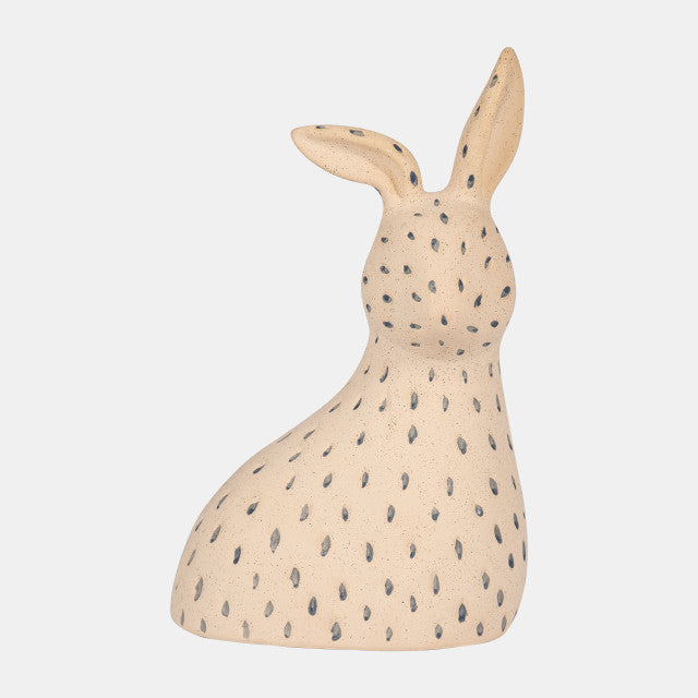 Cer, 8" Spotted Bunny, Ivory/ Blue