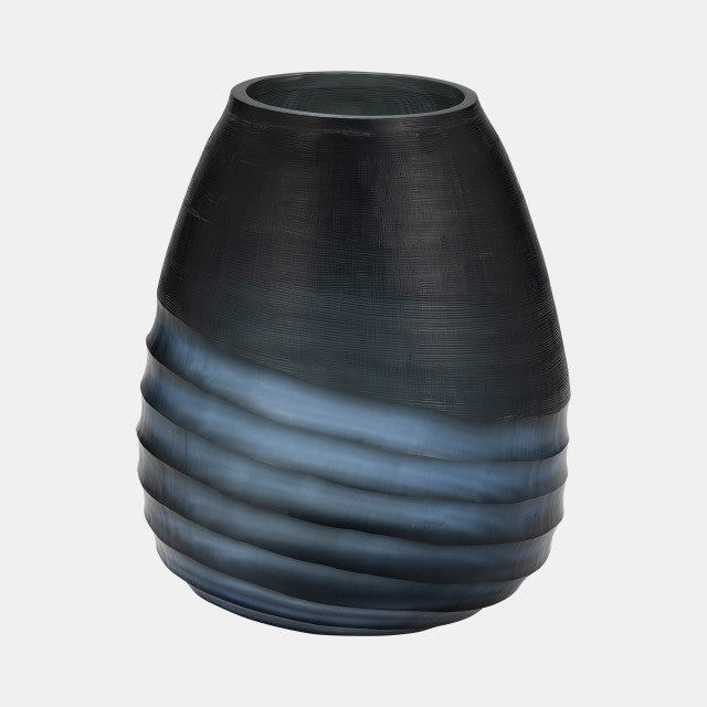 Glass, Etched Vase, Blue