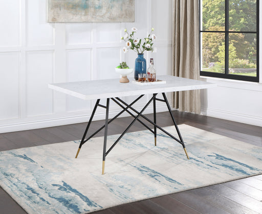 Coaster Gabrielle Rectangular Marble Top Dining Table White and Black Default Title