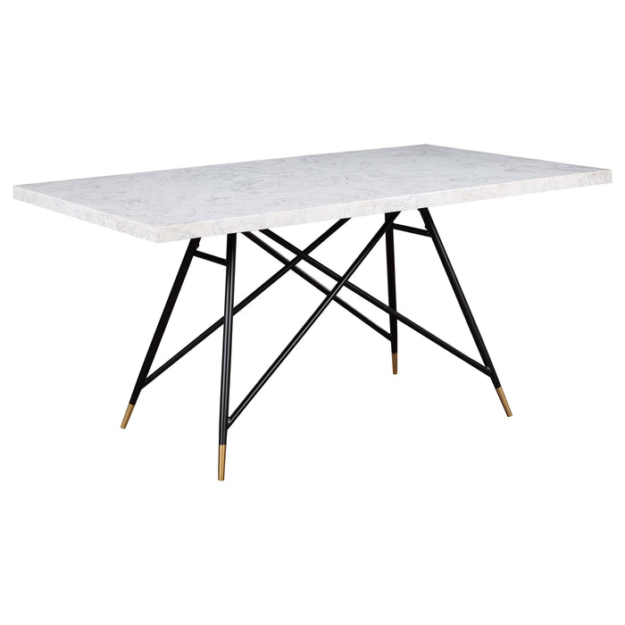 Coaster Gabrielle Rectangular Marble Top Dining Table White and Black Default Title