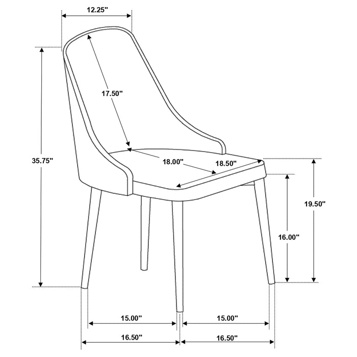 Coaster Gabrielle Upholstered Solid Back Dining Side Chair Grey and Black (Set of 2) Default Title