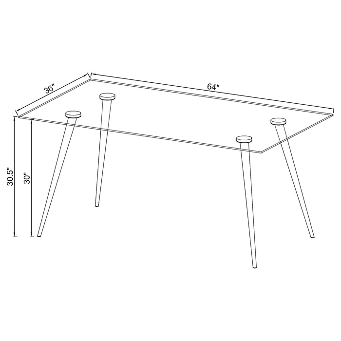 Coaster Gilman Rectangle Glass Top Dining Table Default Title