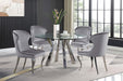 Coaster Alaia Round Glass Top Dining Table Clear and Chrome Default Title