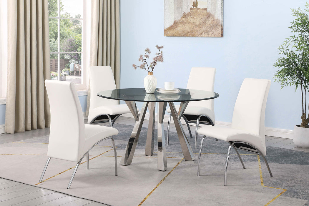 Coaster Alaia Round Glass Top Dining Table Clear and Chrome Default Title