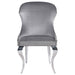 Coaster Cheyanne Upholstered Wingback Side Chair with Nailhead Trim Chrome and Grey (Set of 2) Black