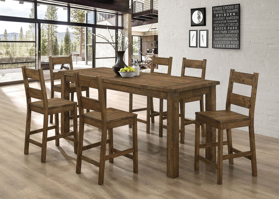 Coaster Coleman Counter Height Dining Set Rustic Golden Brown Set of 7