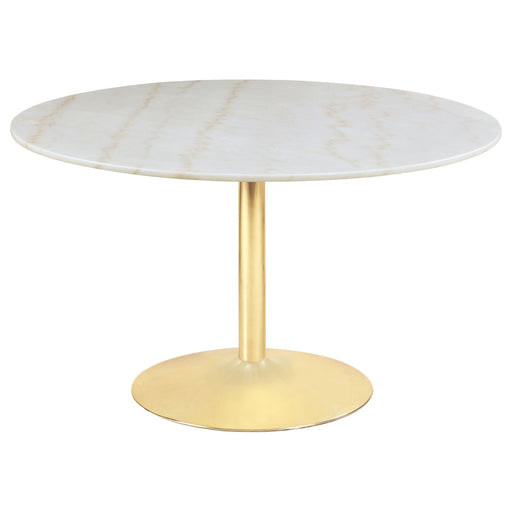 Coaster Kella Round Marble Top Dining Table White and Gold Default Title