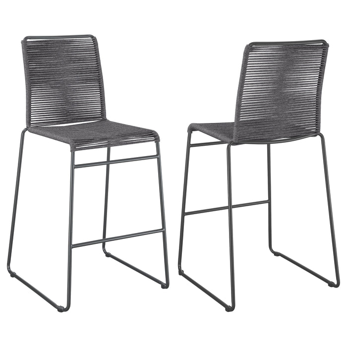 Coaster Jerome Upholstered Bar Stools with Footrest (Set of 2) Charcoal and Gunmetal Standard