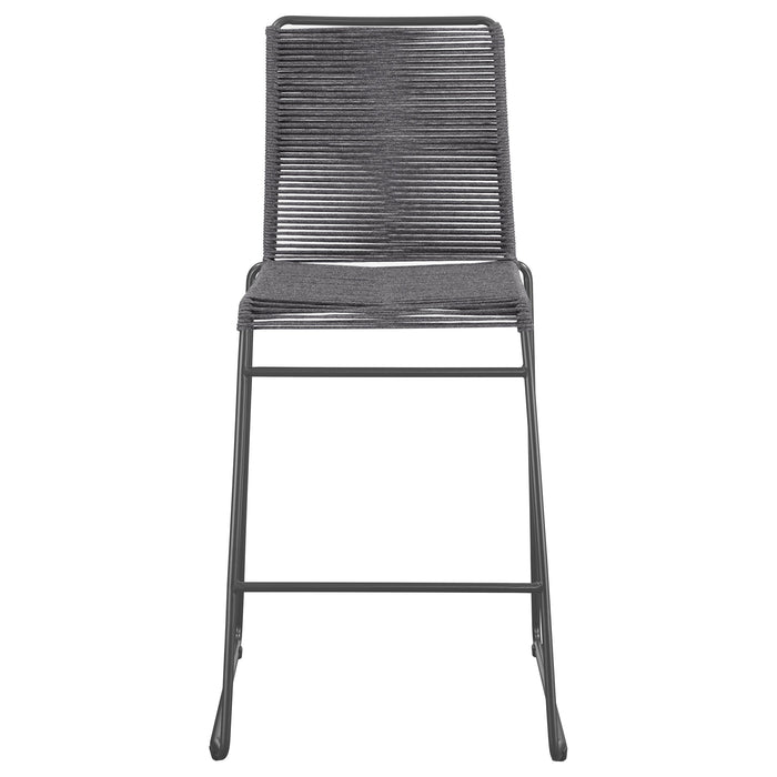 Coaster Jerome Upholstered Bar Stools with Footrest (Set of 2) Charcoal and Gunmetal Counter Height