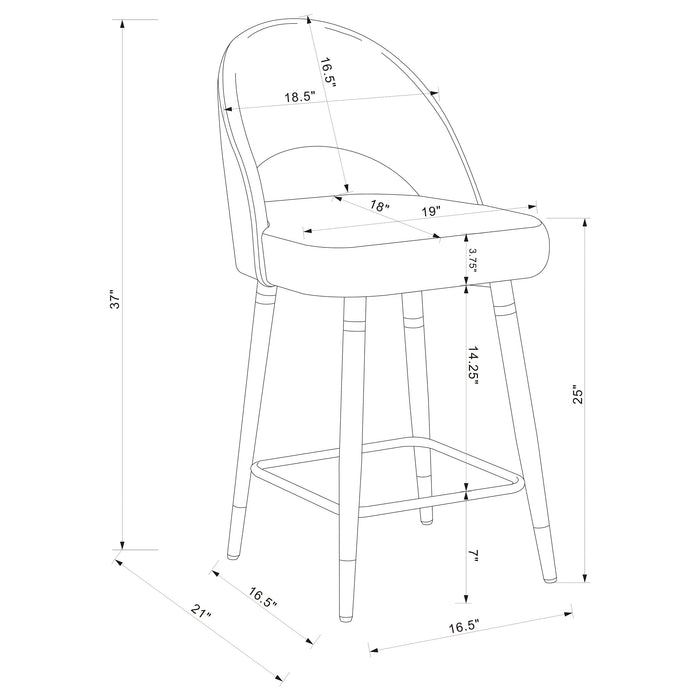 Coaster Lindsey Arched Back Upholstered Counter Height Stools Grey (Set of 2) Default Title