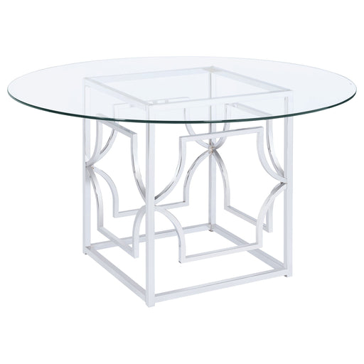 Coaster Starlight Round Glass Top Dining Table Clear and Chrome Default Title