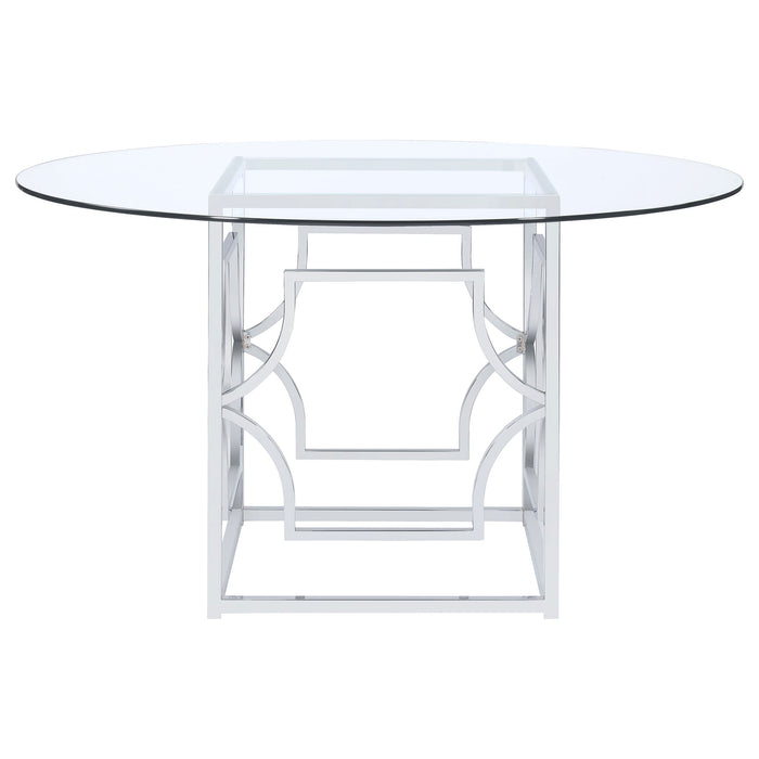 Coaster Starlight Round Glass Top Dining Table Clear and Chrome Default Title